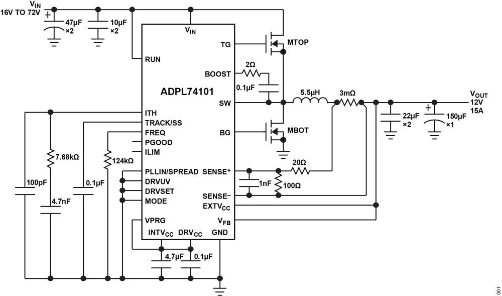 Application Circuit Diagram - Analog Devices Inc. ADPL74101 Synchronous Step-Down DC-DC Controller