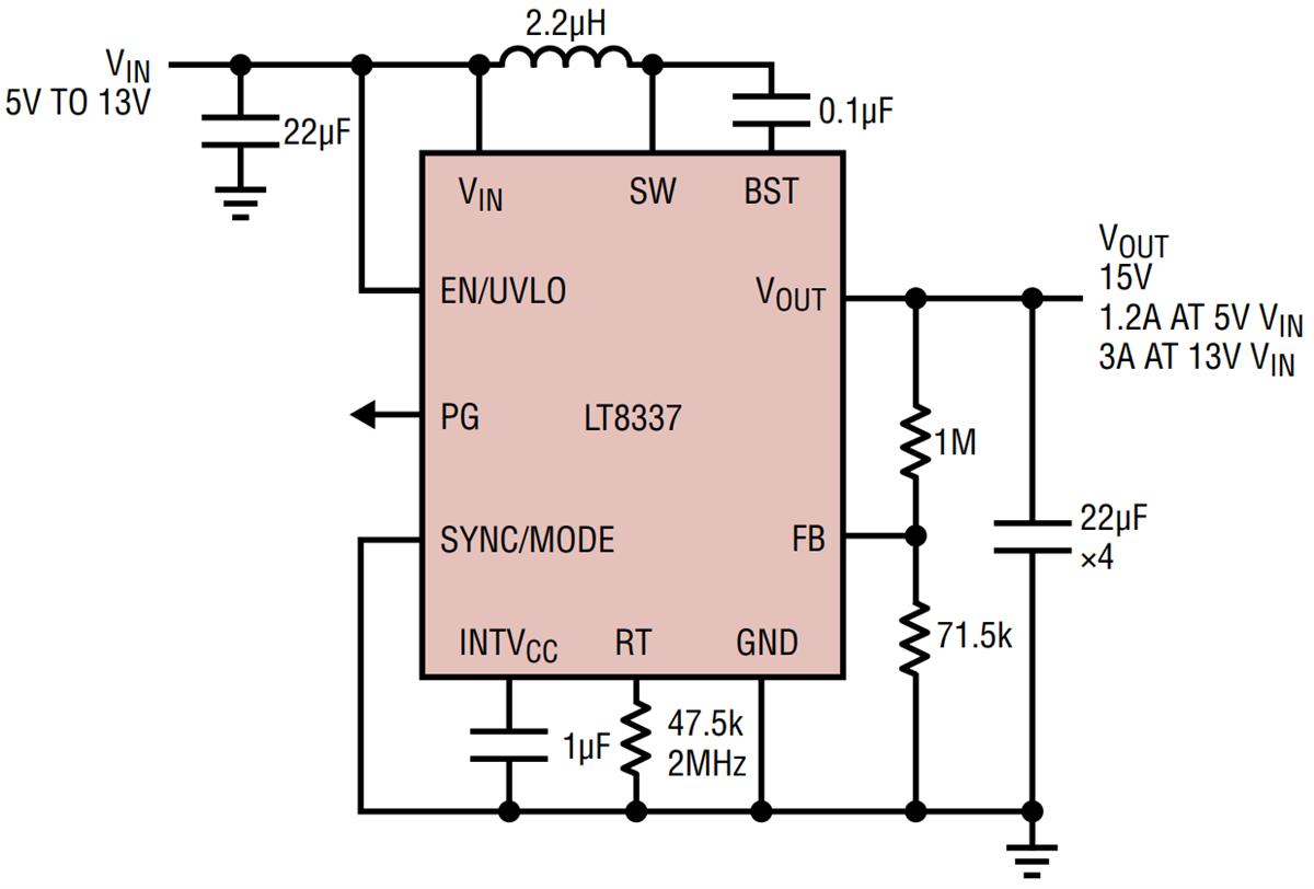 Application Circuit Diagram - Analog Devices Inc. LT8337/LT8337-1 Silent Switcher® Converter