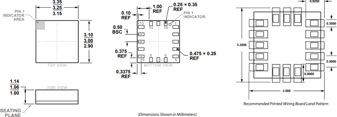 Mechanical Drawing - Analog Devices Inc. ADXL373 Micropower 3-Axis MEMS Accelerometer Mechanical Drawing - Analog Devices Inc. ADXL373 Micropower 3-Axis MEMS Accelerometer