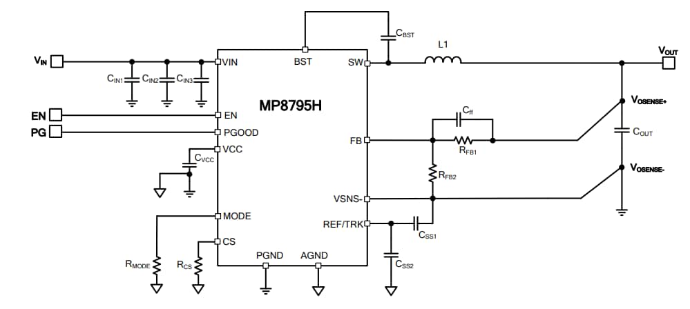 Application Circuit Diagram - Monolithic Power Systems (MPS) MP8795H Step-Down Converters