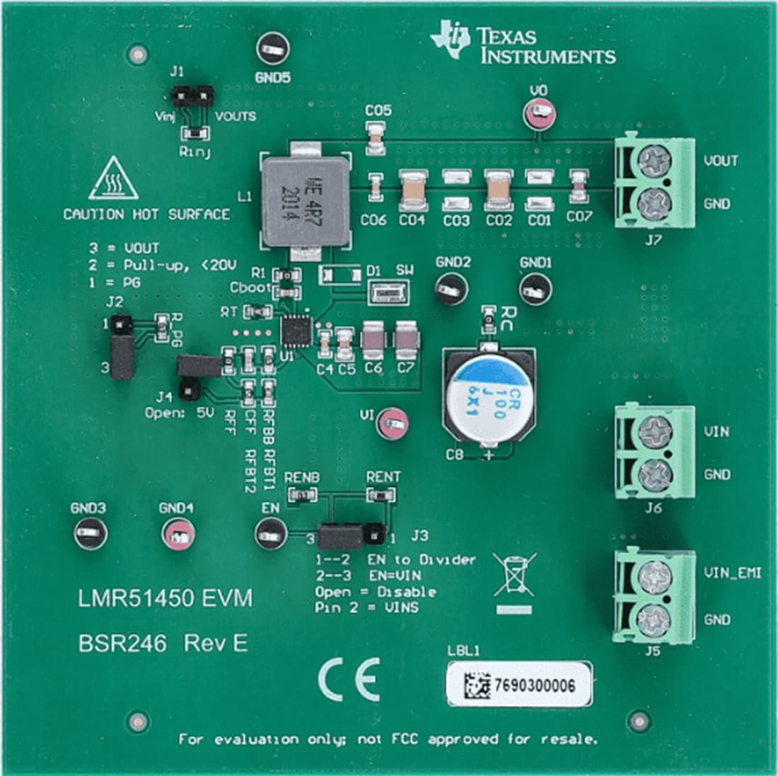 Mechanical Drawing - Texas Instruments LMR51450EVM Converter Evaluation Module