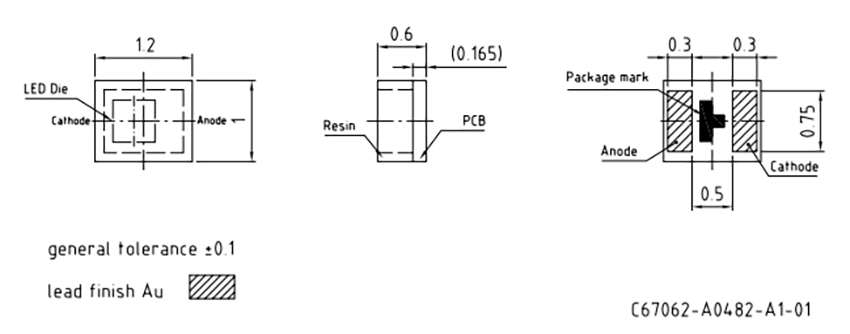 Mechanical Drawing - ams OSRAM CT ELLN51.14 Chip LED