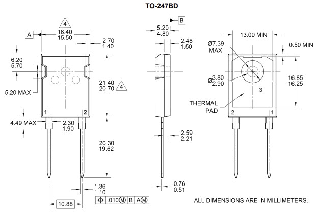 Mechanical Drawing - Taiwan Semiconductor PLAH60Q Automotive Standard Rectifier