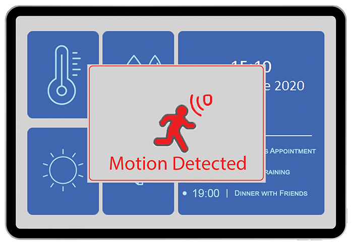 Motion detection splash screen on the smart home dashboard