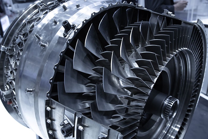 Cross-section of an airplane turbine.
