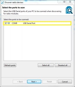 Select the correct COM port.